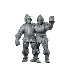 Drunk Guards Fantasy Miniature Tavern NPC Duo Miniature 360 Spin 01