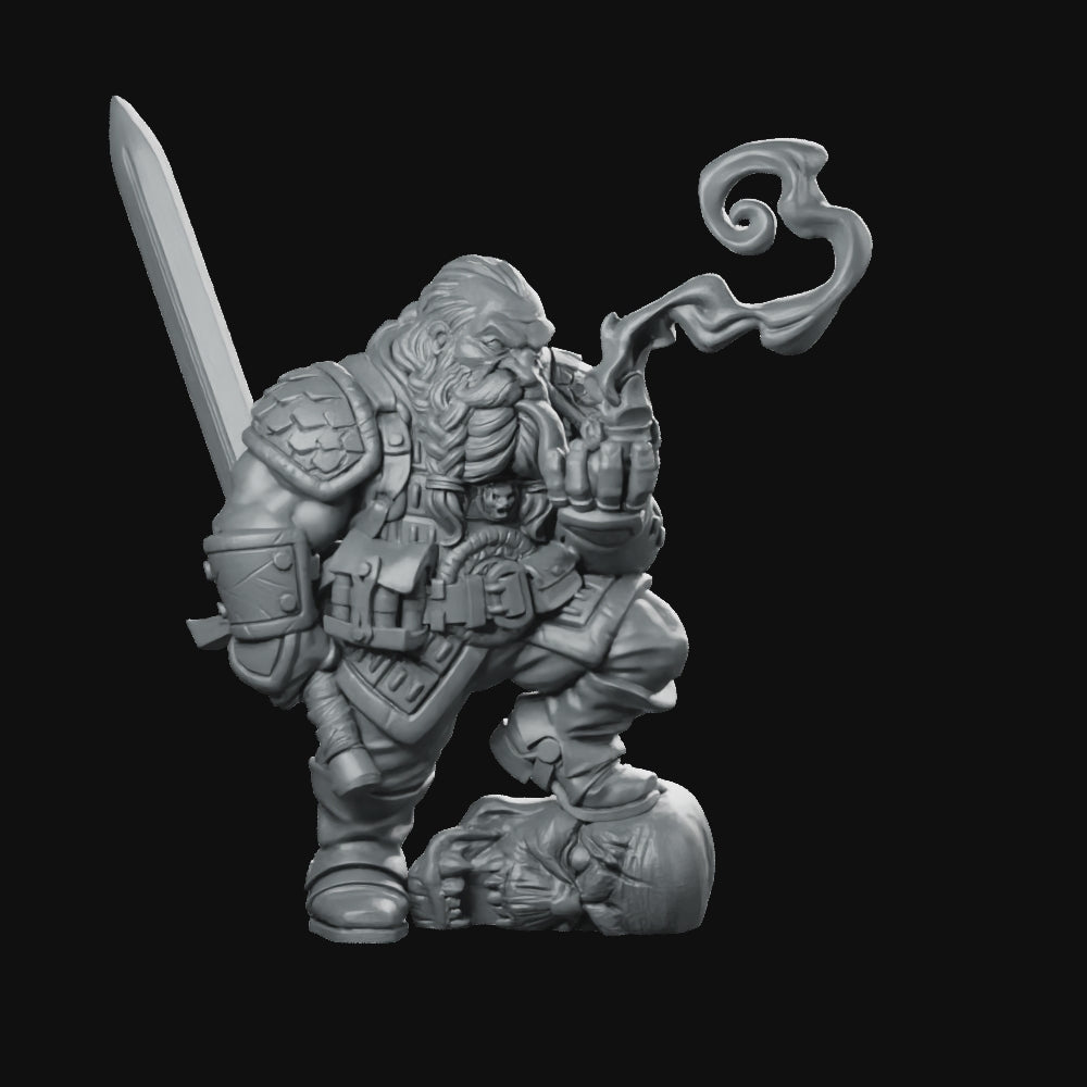 Dwarf Garaldir Pipe Miniature Dark Fantasy Hero Miniature 360 Spin