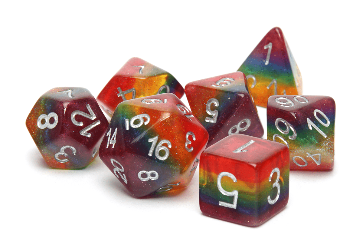 Pride Dice | Glitter Rainbow Flag - DiceRoll UK - We Print Miniatures