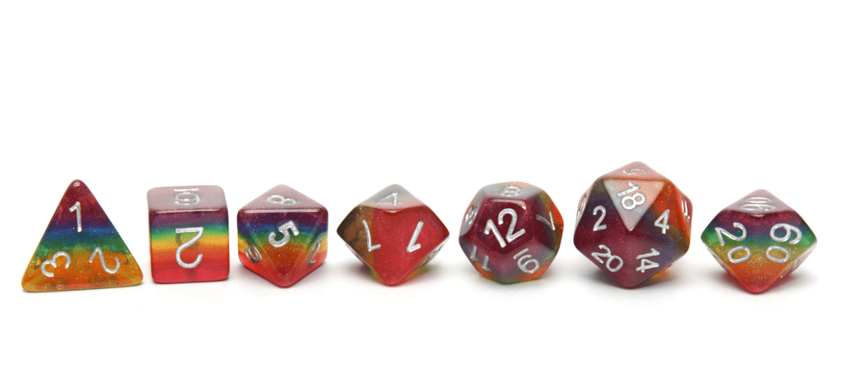Pride Dice | Glitter Rainbow Flag - DiceRoll UK - We Print Miniatures