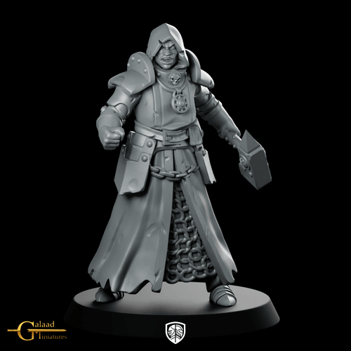 Priest Fight Miniature Hooded Templar Crusader Paladin - Galaad - We Print Miniatures
