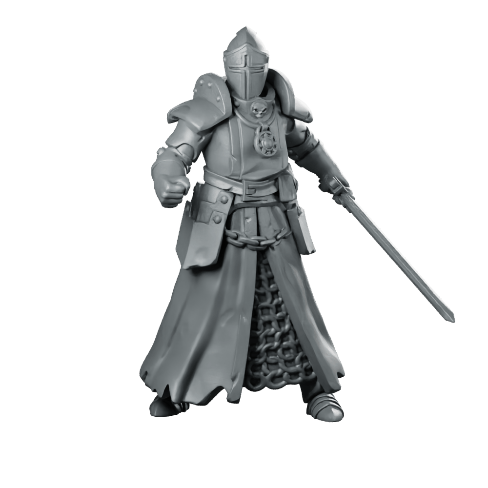 Priest Fight 2 Miniature Armoured Knight Swordsman - Galaad - We Print Miniatures