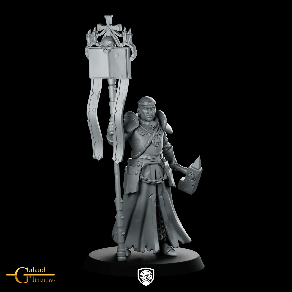 Priest Flag Miniature Battle Standard Bearer - Galaad - We Print Miniatures