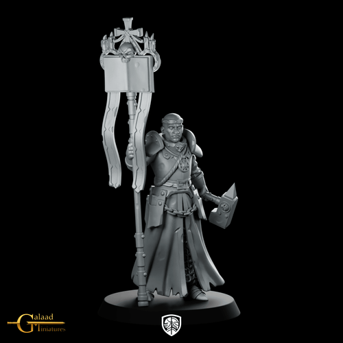 Priest Flag Miniature Battle Standard Bearer - Galaad - We Print Miniatures