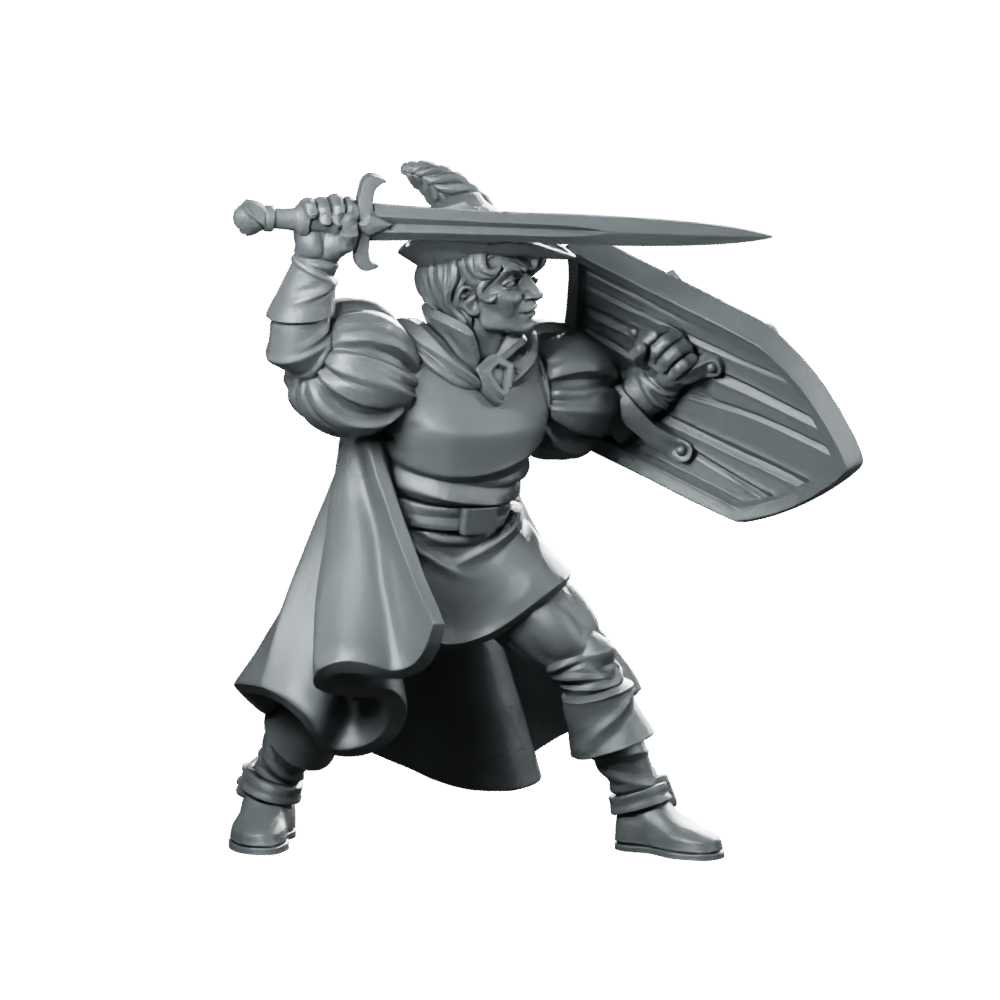 Prince Fantasy Miniature Armored Sword Shield Hero Miniature 360 Spin 01