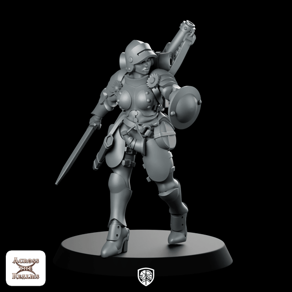 Arquebuseir 3 Miniature Armoured Duellist Shield Sword - Across The Realms - We Print Miniatures