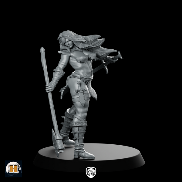 Astrid Stormcaller 32 Miniature Female Barbarian Warrior
