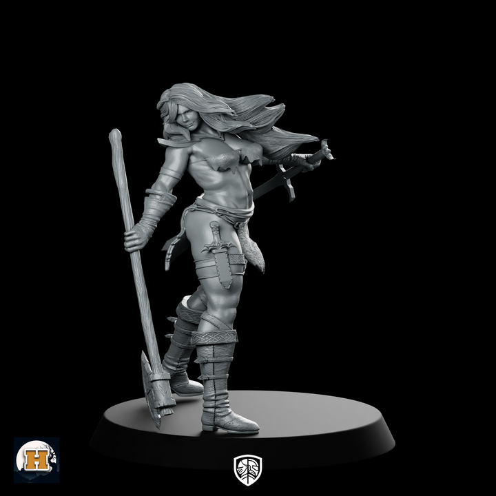 Astrid Stormcaller 32 Miniature Female Barbarian Warrior