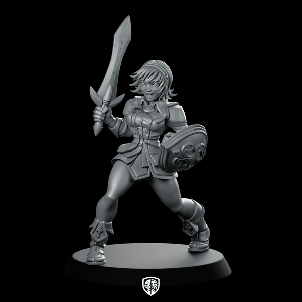 Cassandra Miniature Swordmaiden Shieldbearer - RN Estudio - We Print Miniatures