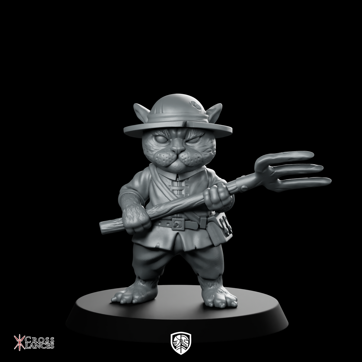 Cat With Fork Miniature Tabaxi Catfolk Peasant
