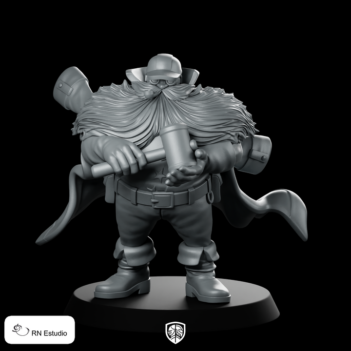 Miniatura Cid P Enano Barbudo Héroe con Martillo
