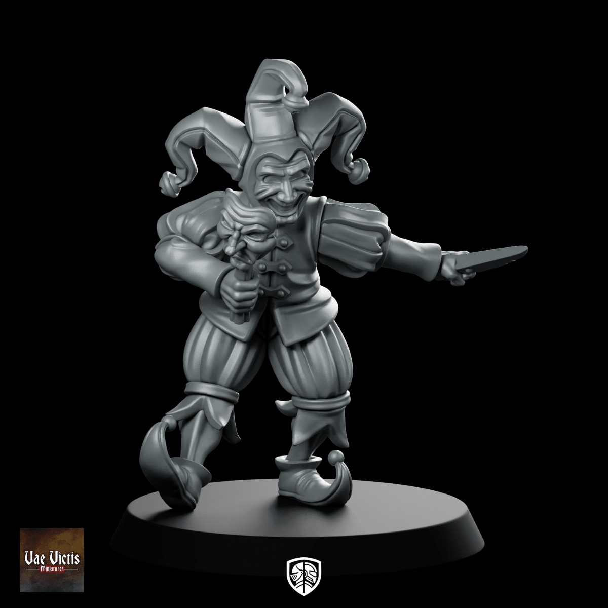 Corrupted Circus Monopose 01 Miniature Jester Assassin - Vae Victis - We Print Miniatures