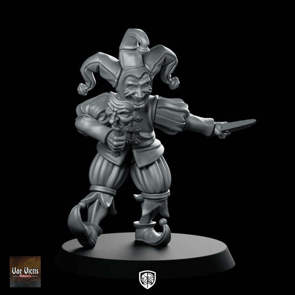 Corrupted Circus Monopose 01 Miniature Jester Assassin - Vae Victis - We Print Miniatures