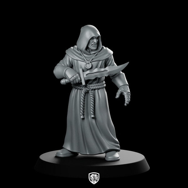 Cultist With Ritual Dagger Miniature Hooded Robed