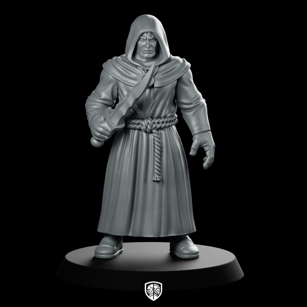 Cultist With Ritual Dagger Miniature Hooded Robed