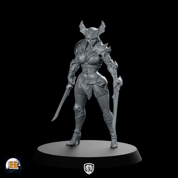 Duskfang Miniature Horned Warrior Dual Blades