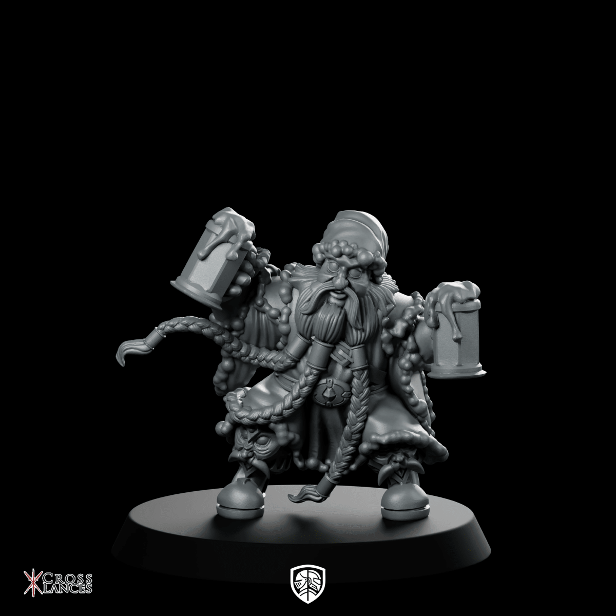Dwarf Christmass Miniature Dwarf Alebearer - CrossLances - We Print Miniatures