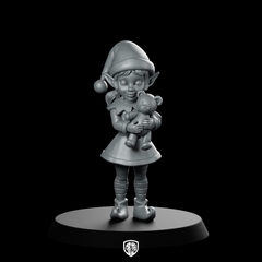 Female Christmas Elf With Teddy Miniature