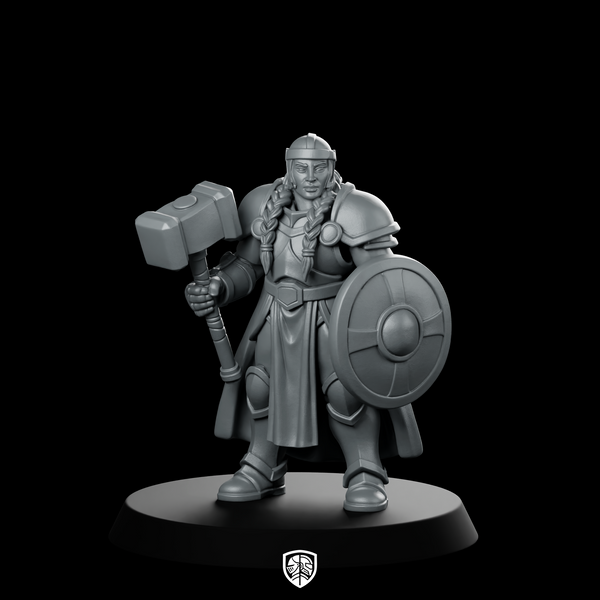 Female Dwarf Paladin With And Shield Miniature