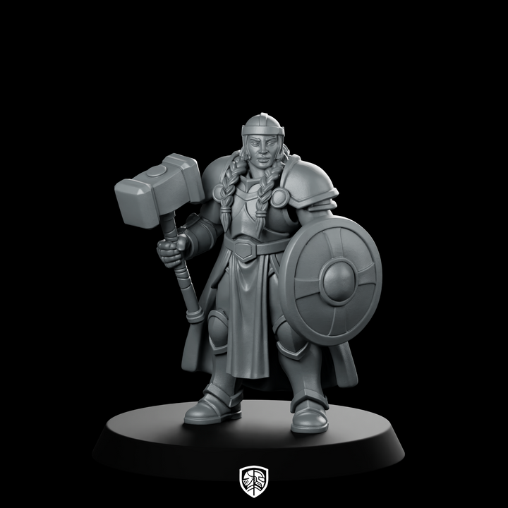 Female Dwarf Paladin With And Shield Miniature