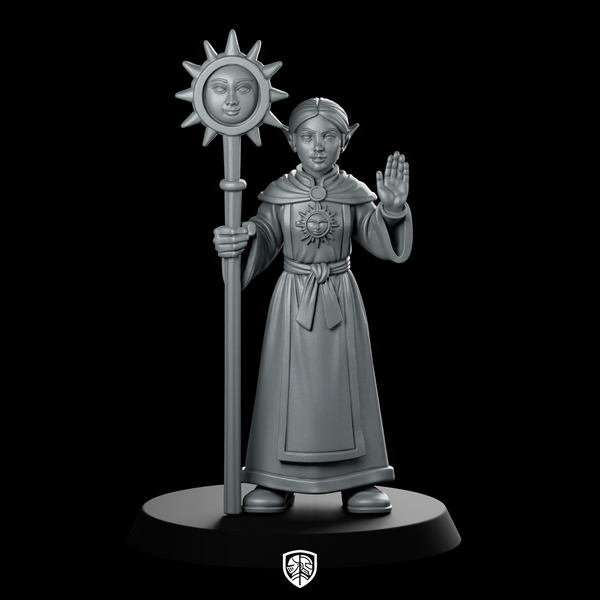 Female Elf Cleric With Sun Staff Miniature