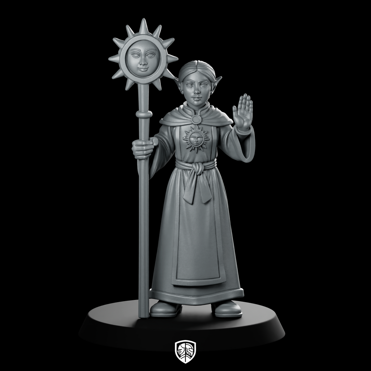 Female Elf Cleric With Sun Staff Miniature