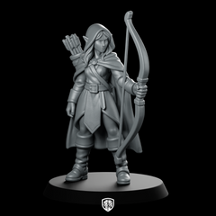 Female Elf Ranger With Longbow Miniature Hooded