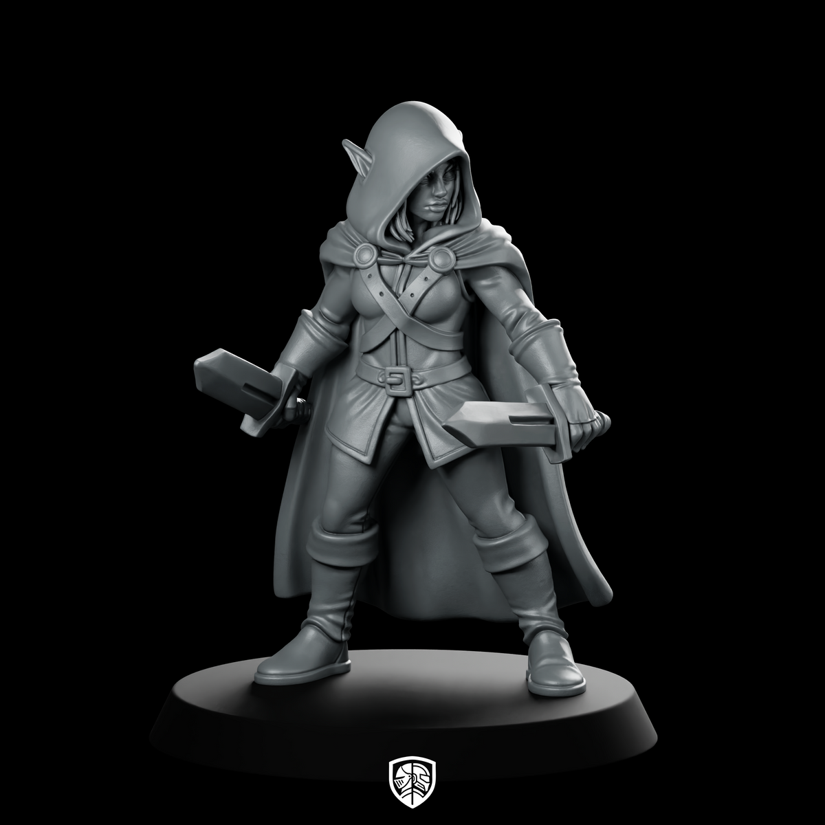 Female Elf Rogue With Short Sword Miniature