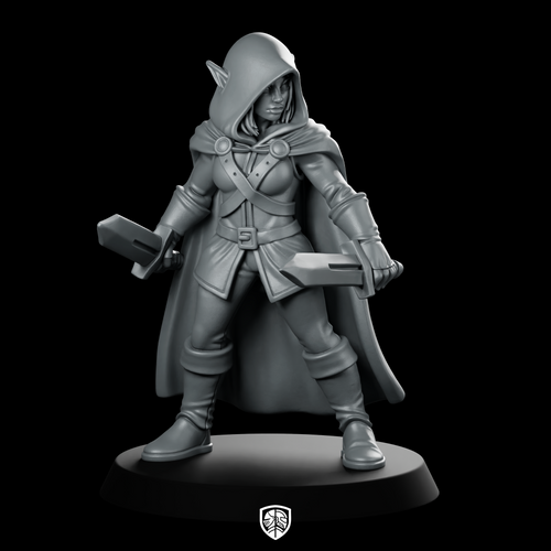 Female Elf Rogue With Short Sword Miniature