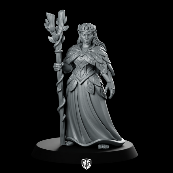 Female Half Elf Druid With Staff Miniature