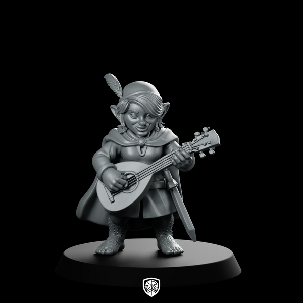 Female Halfling Bard With Lute Miniature Minstrel