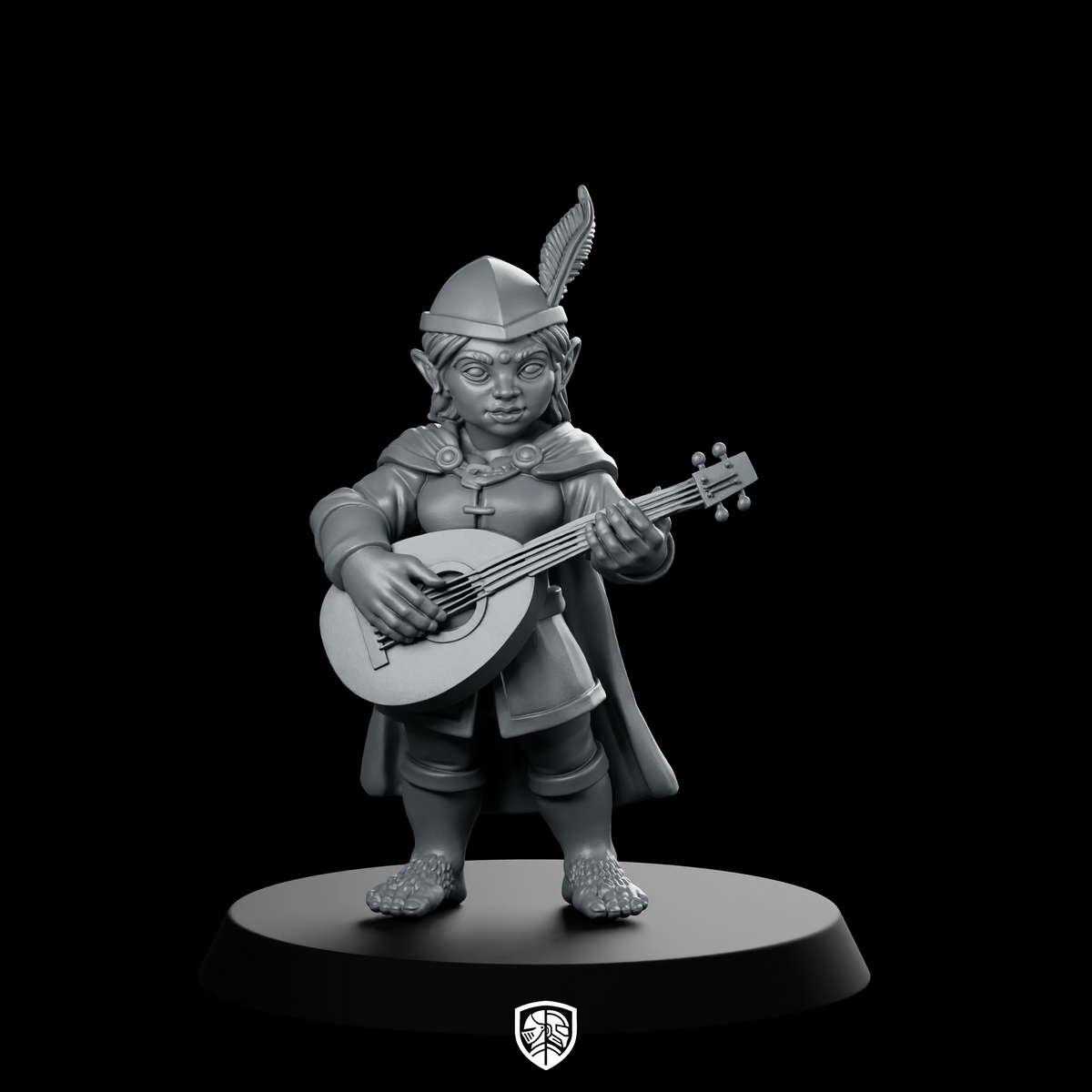 Female Halfling Bard With Lute Miniature Musician