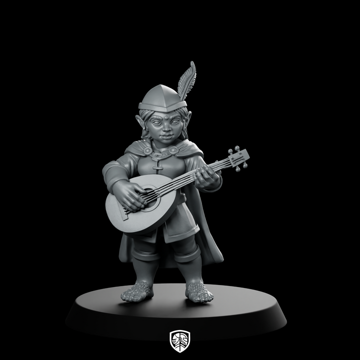 Female Halfling Bard With Lute Miniature Musician