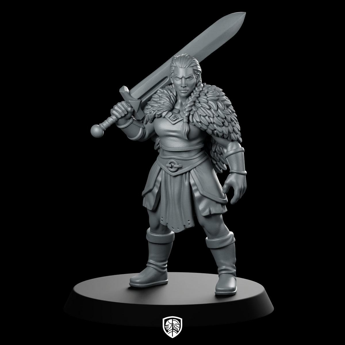 Female Human Barbarian With Greatsword Miniature Warrior