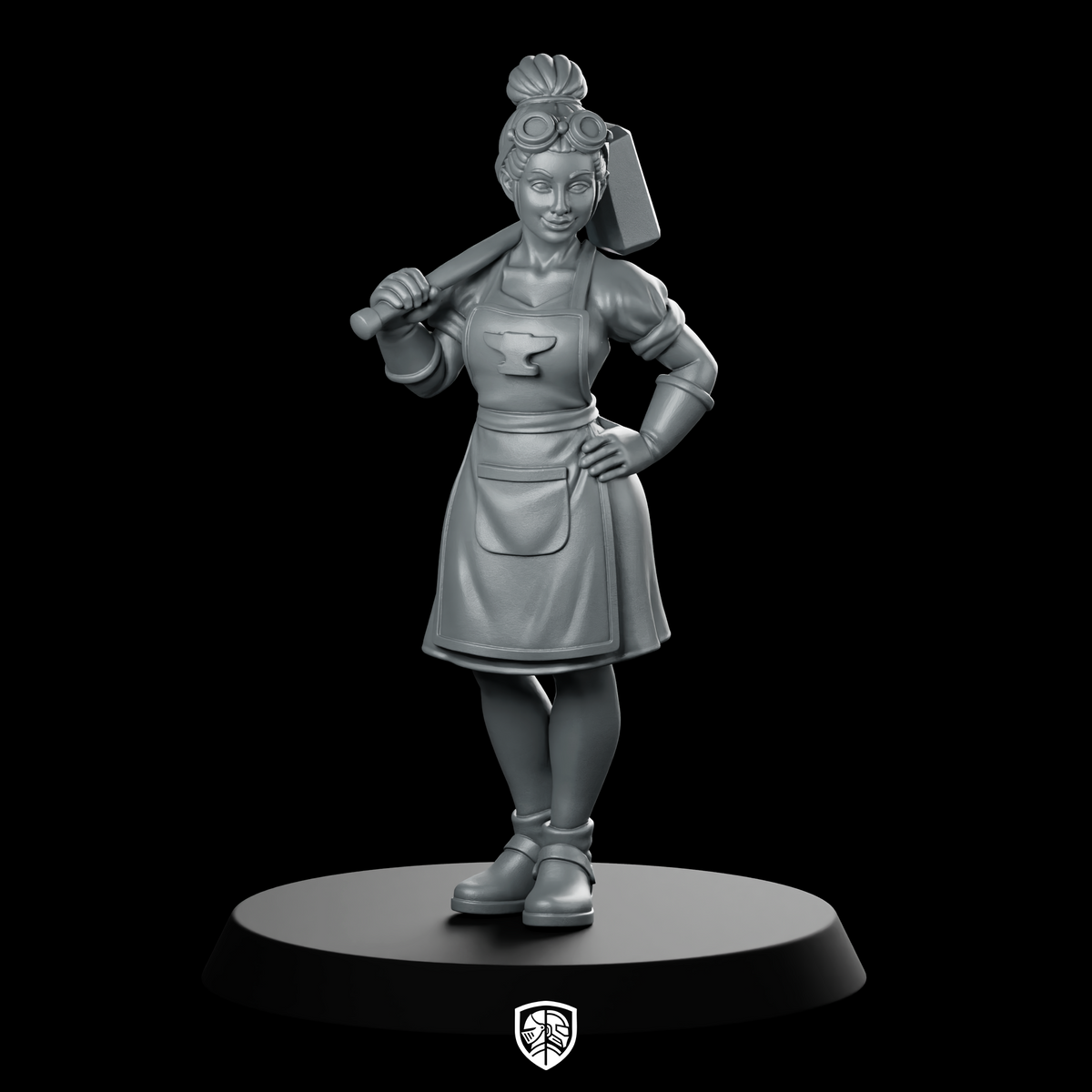 Female Human Blacksmith With Hammer Miniature Smith