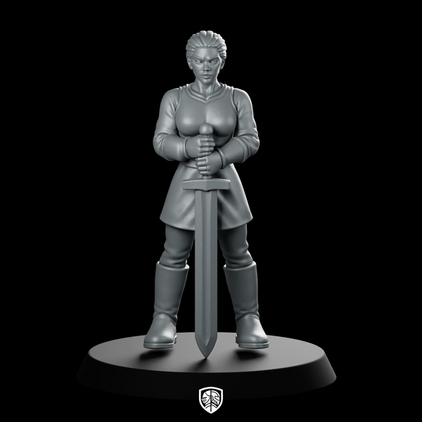 Female Human Fighter With Longsword Miniature Swordswoman