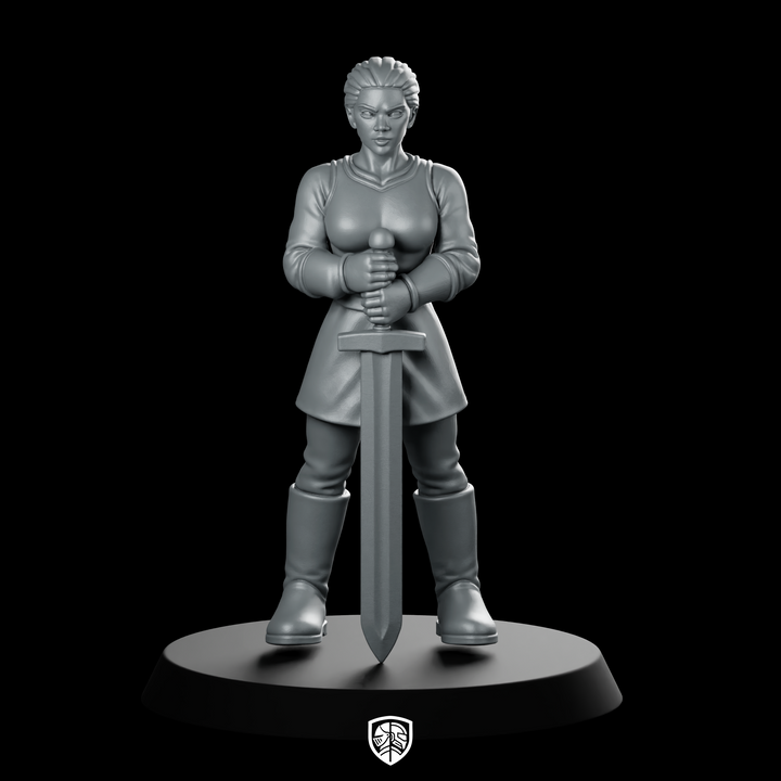 Female Human Fighter With Longsword Miniature Swordswoman