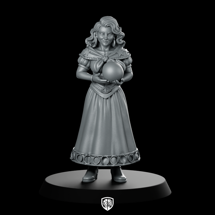 Female Human Fortune Teller With Crystal Miniature