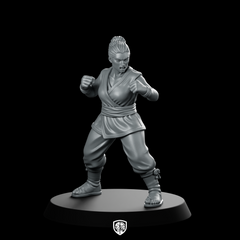 Female Human Monk In Fighting Stance Miniature