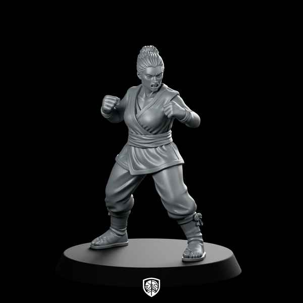 Female Human Monk In Fighting Stance Miniature