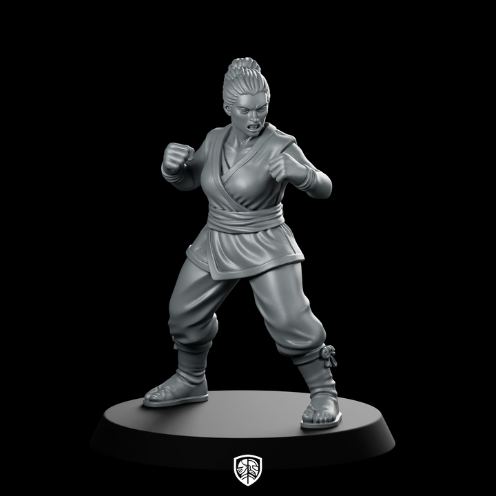 Female Human Monk In Fighting Stance Miniature