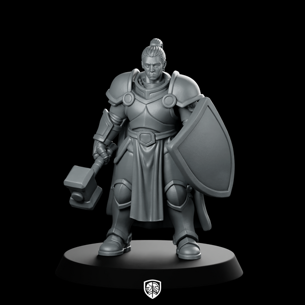 Female Human Paladin With And Heater Miniature