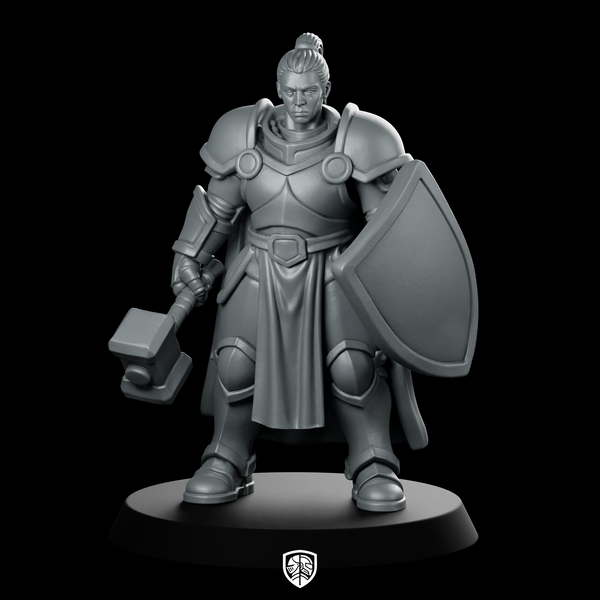 Female Human Paladin With And Heater Miniature