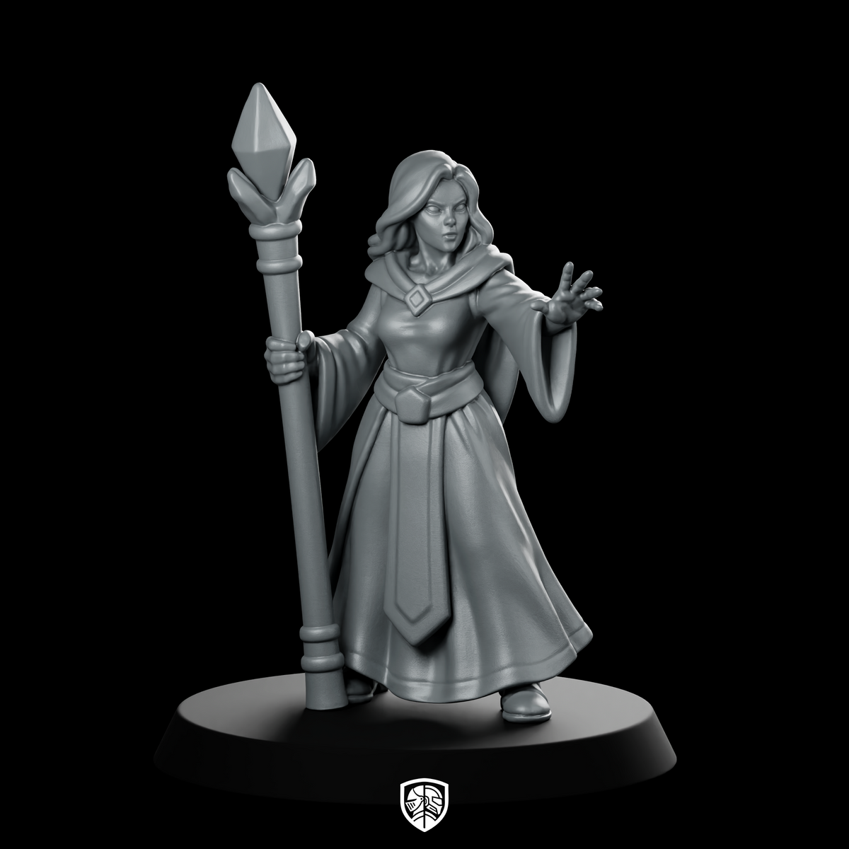 Female Human Sorcerer With Staff Miniature Spellcaster