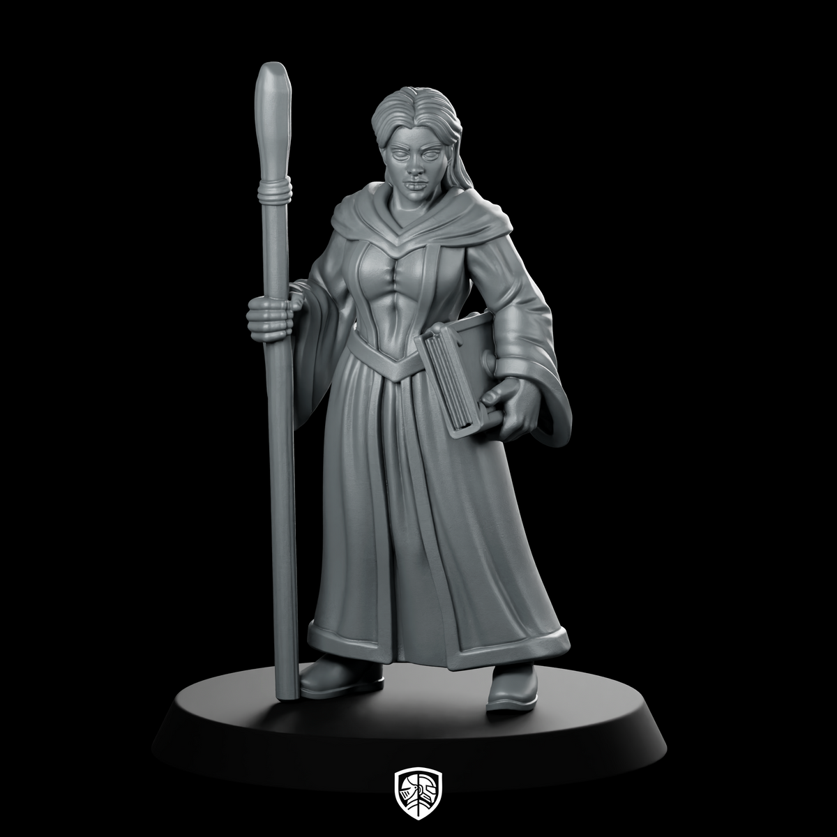 Female Human Wizard With Staff And Miniature