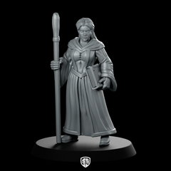 Female Human Wizard With Staff And Miniature