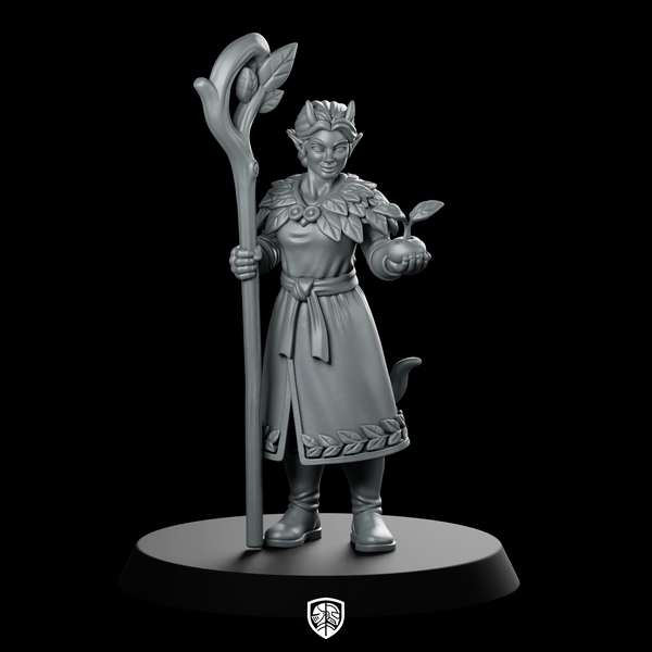 Female Tiefling Druid With Staff Miniature