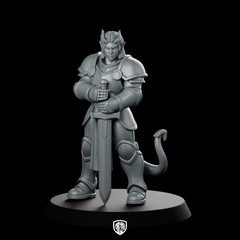 Female Tiefling Paladin With Longsword Miniature