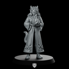 Female Tiefling Sorcerer With Fire Orb Miniature