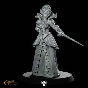 Female Vampire 02 Miniature Elf Duellist Sword